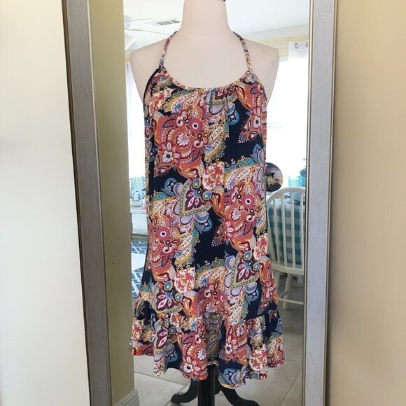 NWT Bebop Halter Paisley Sundress Ruffle Stretchy Size Medium - Picture 5 of 8